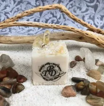 Magická svíčka s mocí kamenů S CITRÍNEM 140g