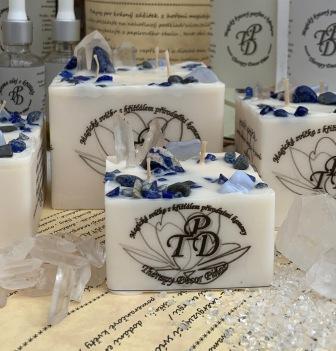 Křišťálová magická svíčka MODRÝ KŘIŠŤÁL 130g