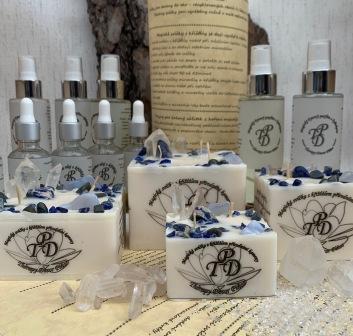 Křišťálová magická svíčka MODRÝ KŘIŠŤÁL 490g