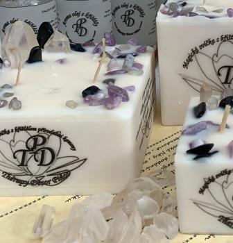 Křišťálová magická svíčka FIALOVÝ KŘIŠŤÁL 315g