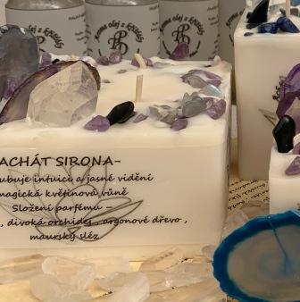 Achátová svíčka s křišťály SIRONA 315g