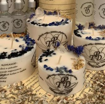 Romantická svíčka s křišťály ČEKANKOVÁ ROMANCE 490g