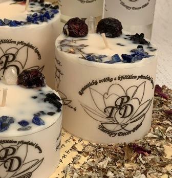 Ovocná svíčka s křišťály HROZNOVÁ ROMANCE 200g