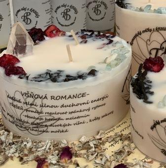 Ovocná svíčka s křišťály VIŠŇOVÁ ROMANCE 315g