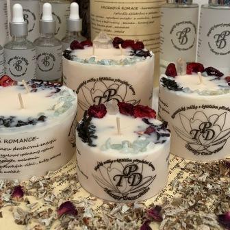 Ovocná svíčka s křišťály VIŠŇOVÁ ROMANCE 490g