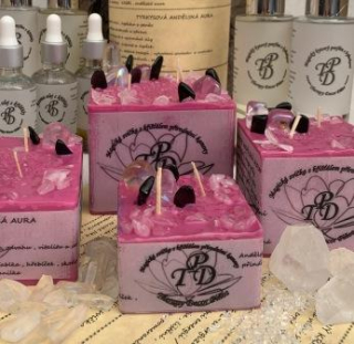 Magická svíčka BORDÓ ANDĚLSKÁ AURA 490g