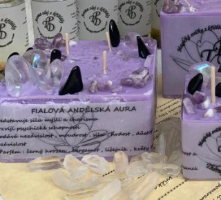Magická svíčka FIALOVÁ ANDĚLSKÁ AURA 315g