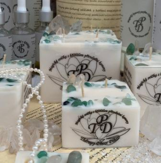 Křišťálová magická svíčka ZELENÝ KŘIŠŤÁL 490g