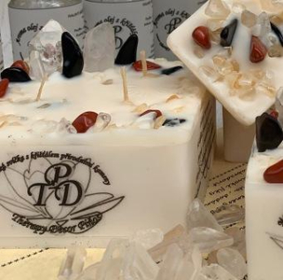 Křišťálová magická svíčka ORANŽOVÝ KŘIŠŤÁL 315g