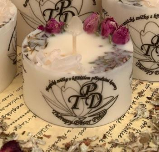 Romantická svíčka s křišťály RŮŽOVÁ ROMANCE  130g