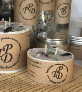 Magická svíčka s minerálními kameny a bylinkami HÉSECHIA 130g