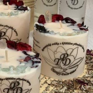 Ovocná svíčka s křišťály VIŠŇOVÁ ROMANCE  200g